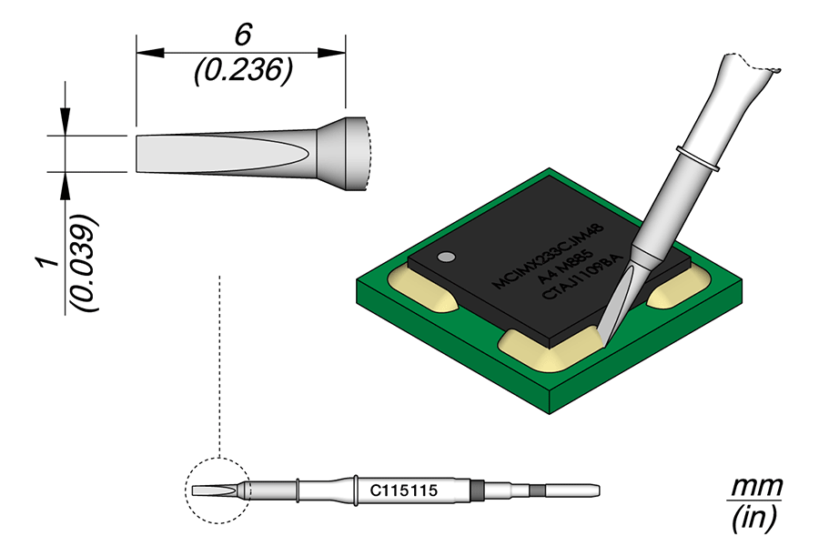 C115115 - Cartridge Conformal Coating Removal 1mm (not for soldering)